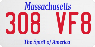 MA license plate 308VF8
