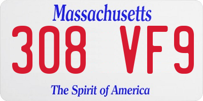 MA license plate 308VF9