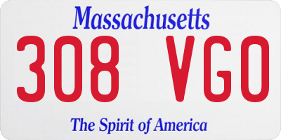MA license plate 308VG0
