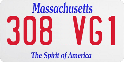 MA license plate 308VG1