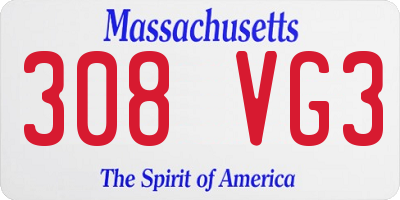 MA license plate 308VG3
