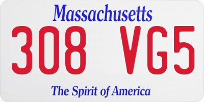 MA license plate 308VG5