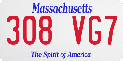 MA license plate 308VG7