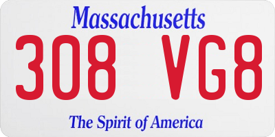 MA license plate 308VG8