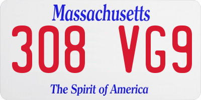 MA license plate 308VG9