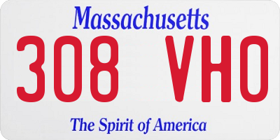 MA license plate 308VH0