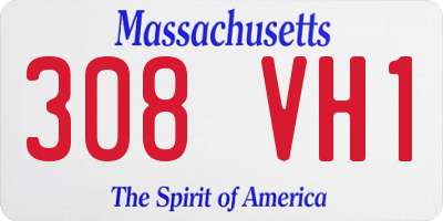 MA license plate 308VH1