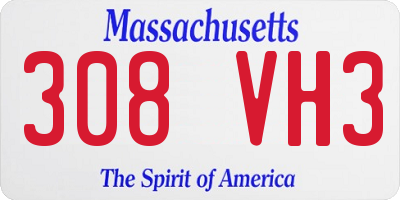 MA license plate 308VH3
