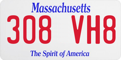 MA license plate 308VH8