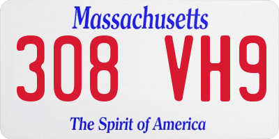 MA license plate 308VH9