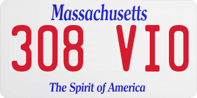 MA license plate 308VI0