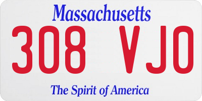MA license plate 308VJ0