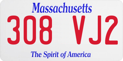 MA license plate 308VJ2