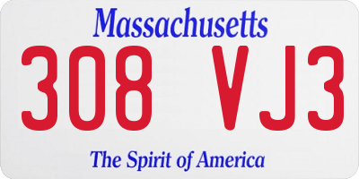 MA license plate 308VJ3