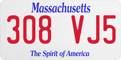 MA license plate 308VJ5