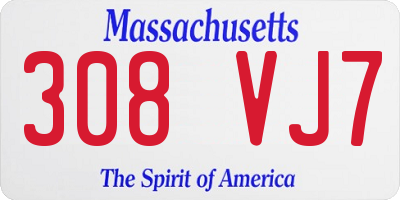 MA license plate 308VJ7