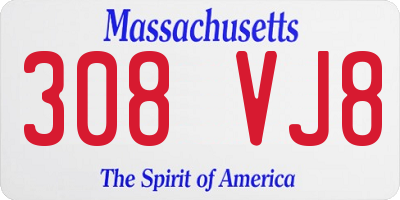 MA license plate 308VJ8