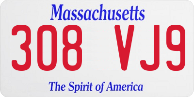 MA license plate 308VJ9