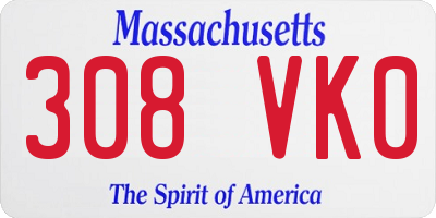 MA license plate 308VK0
