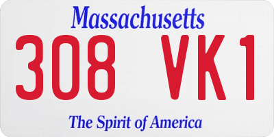 MA license plate 308VK1