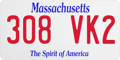 MA license plate 308VK2