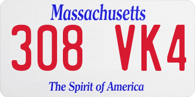 MA license plate 308VK4
