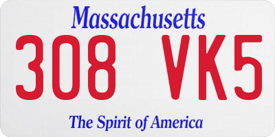 MA license plate 308VK5