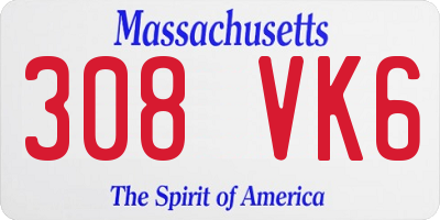 MA license plate 308VK6