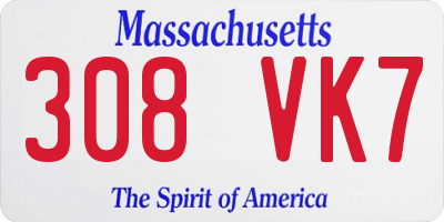 MA license plate 308VK7
