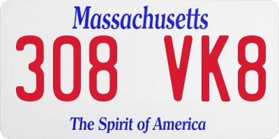 MA license plate 308VK8