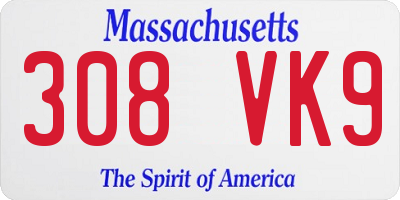 MA license plate 308VK9