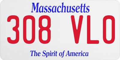 MA license plate 308VL0