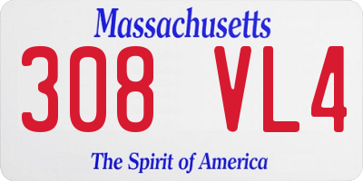 MA license plate 308VL4