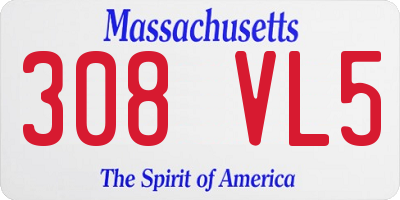 MA license plate 308VL5