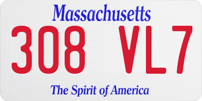 MA license plate 308VL7