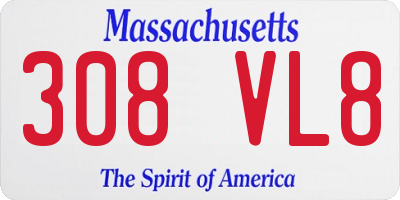 MA license plate 308VL8