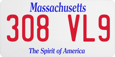MA license plate 308VL9