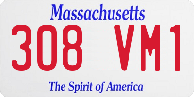 MA license plate 308VM1