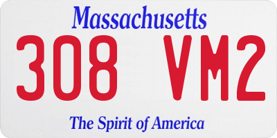 MA license plate 308VM2