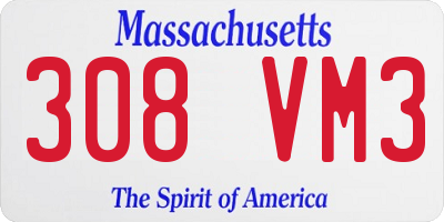 MA license plate 308VM3