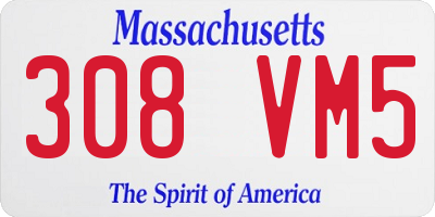 MA license plate 308VM5