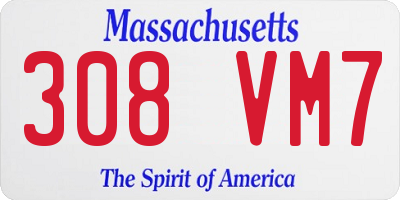 MA license plate 308VM7