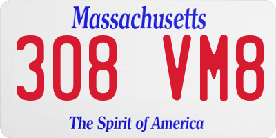 MA license plate 308VM8