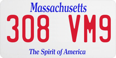 MA license plate 308VM9