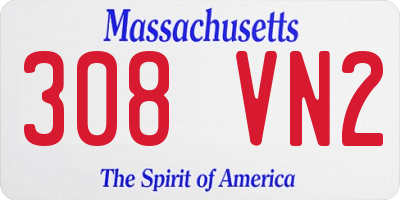 MA license plate 308VN2