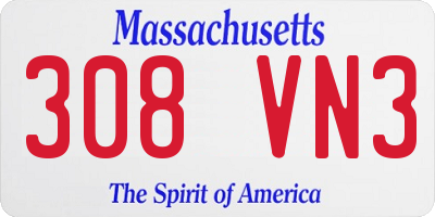 MA license plate 308VN3