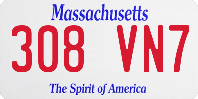MA license plate 308VN7