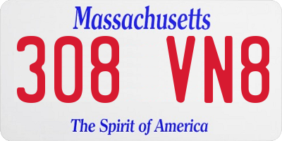 MA license plate 308VN8