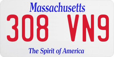 MA license plate 308VN9