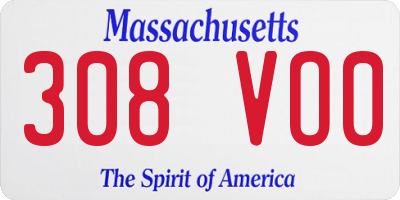 MA license plate 308VO0